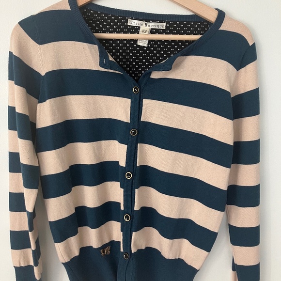 Uttam Boutique striped cardigan rugby sweater - Picture 1 of 5
